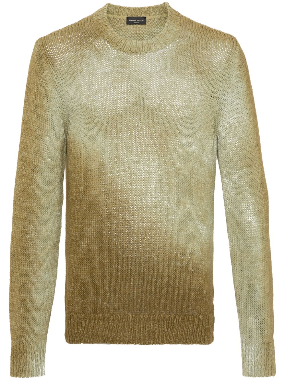 Chevron-knit crew-neck jumper - Green