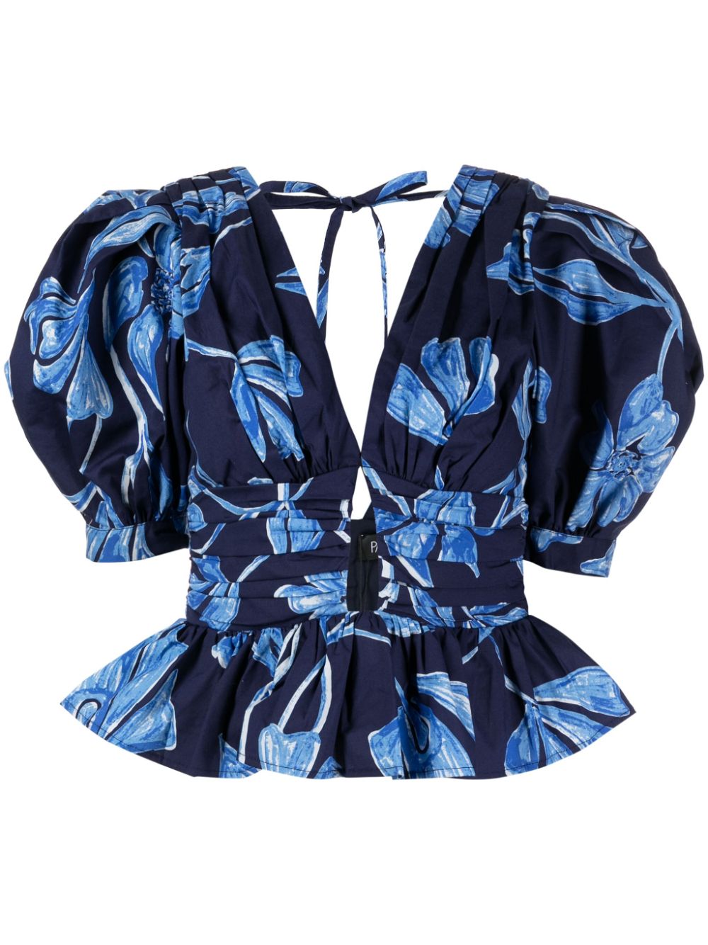 Nightflower cotton peplum blouse - Blue