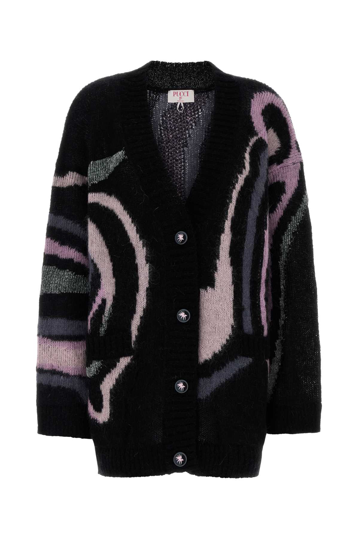 Pucci - long sleeve v neck abstract knit cardigan