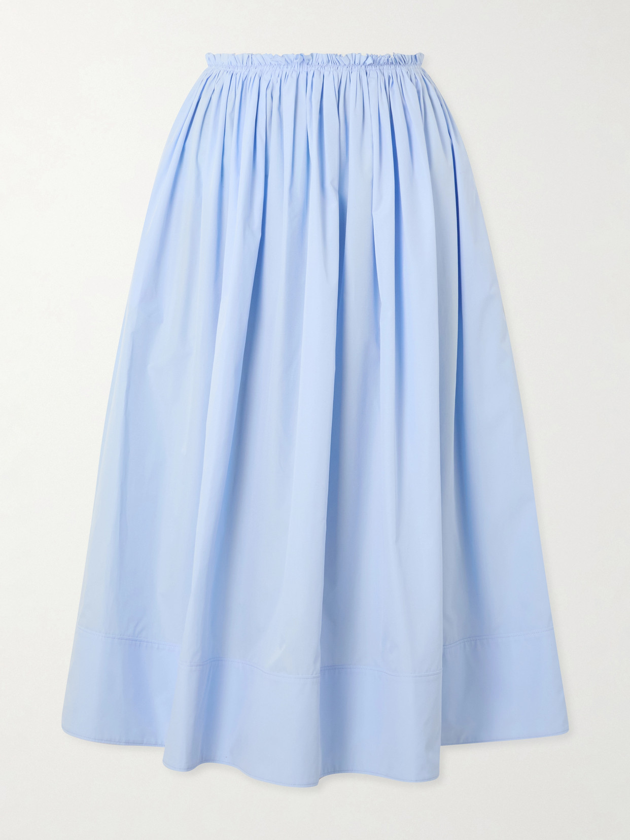 Shiva Gathered Cotton-poplin Maxi Skirt - Sky blue