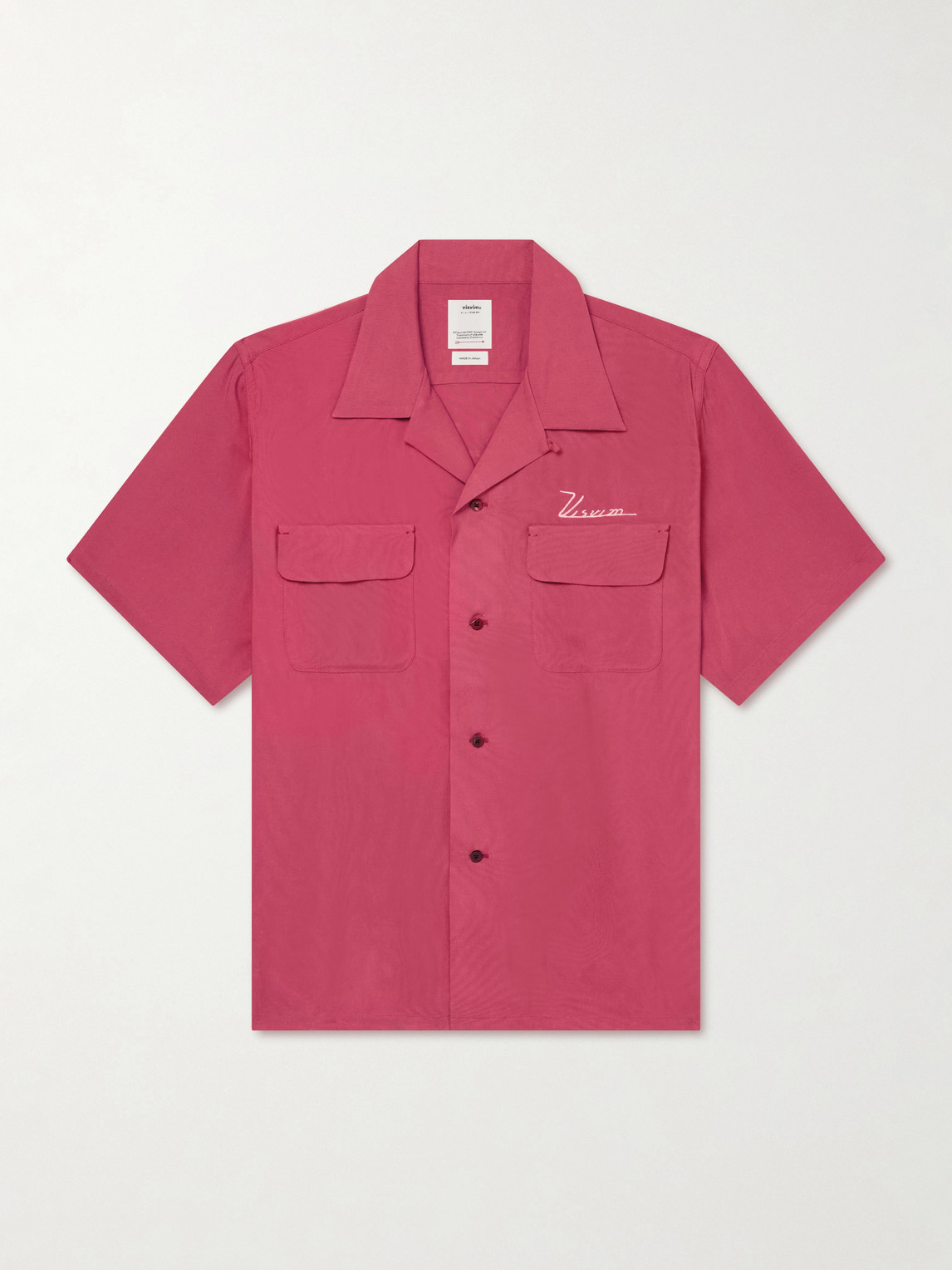 Logo-Embroidered Convertible-Collar Woven Shirt - Men - Red