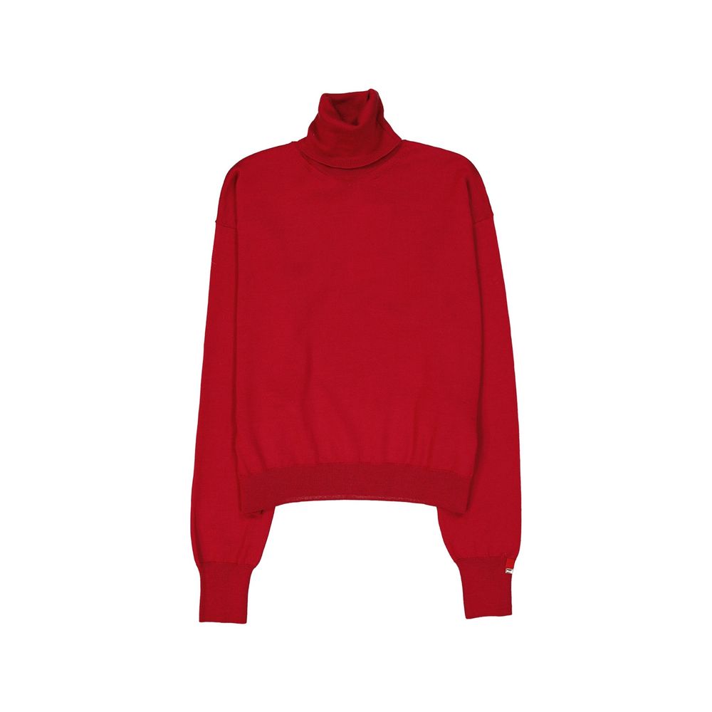 Virgin Wool Turtleneck Sweater — Red