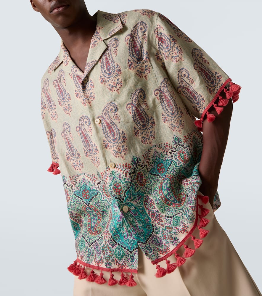 Paisley linen bowling shirt