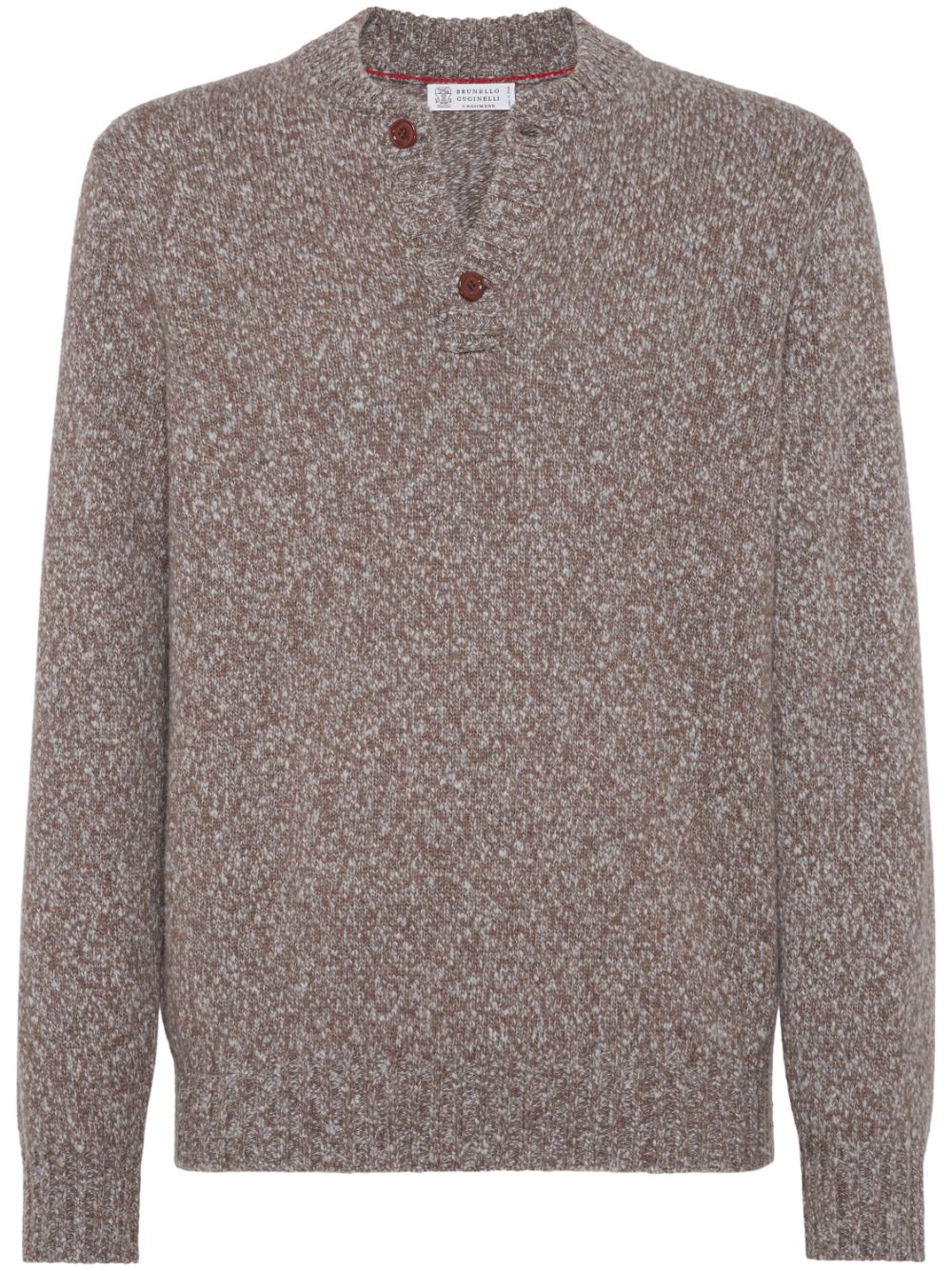 Mélange-effet long-sleeved jumper - Brown