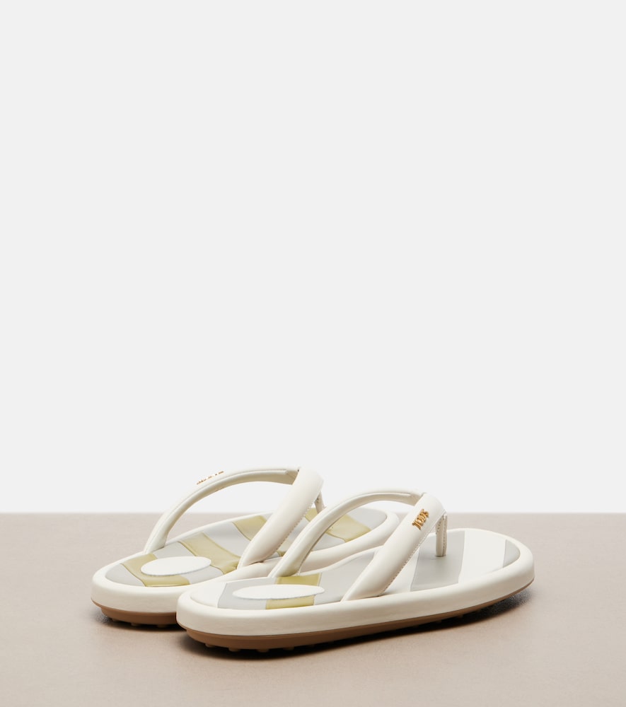 Striped leather thong sandals