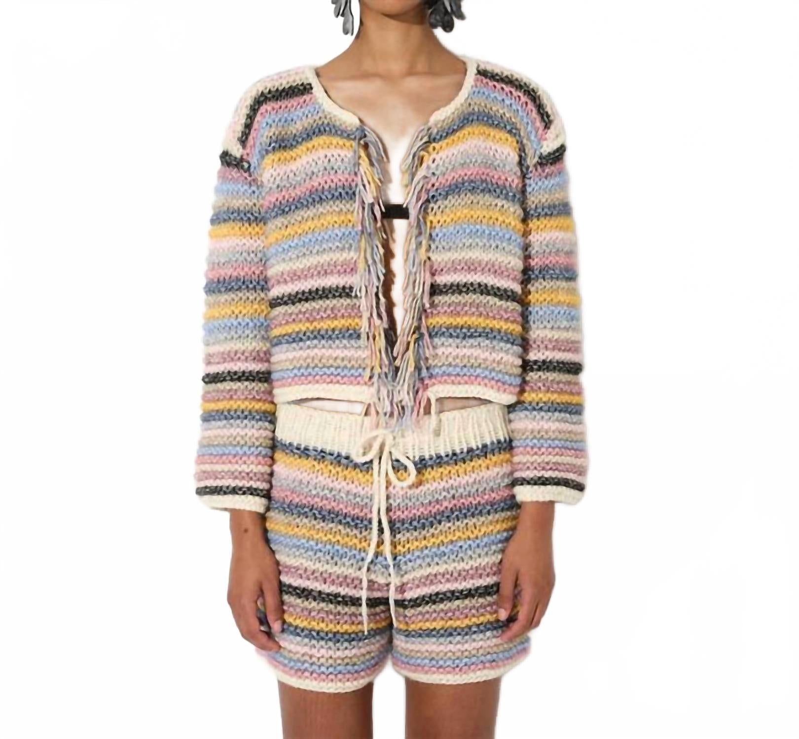 Cotton Merino Striped Jacket In Multicolor