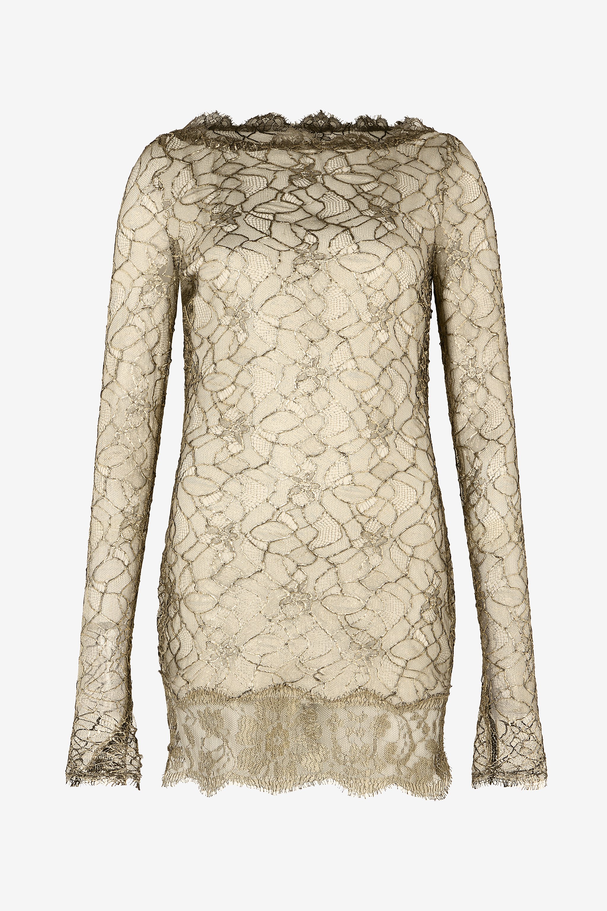 Black And Gold See-through Mini Dress With Embroidery