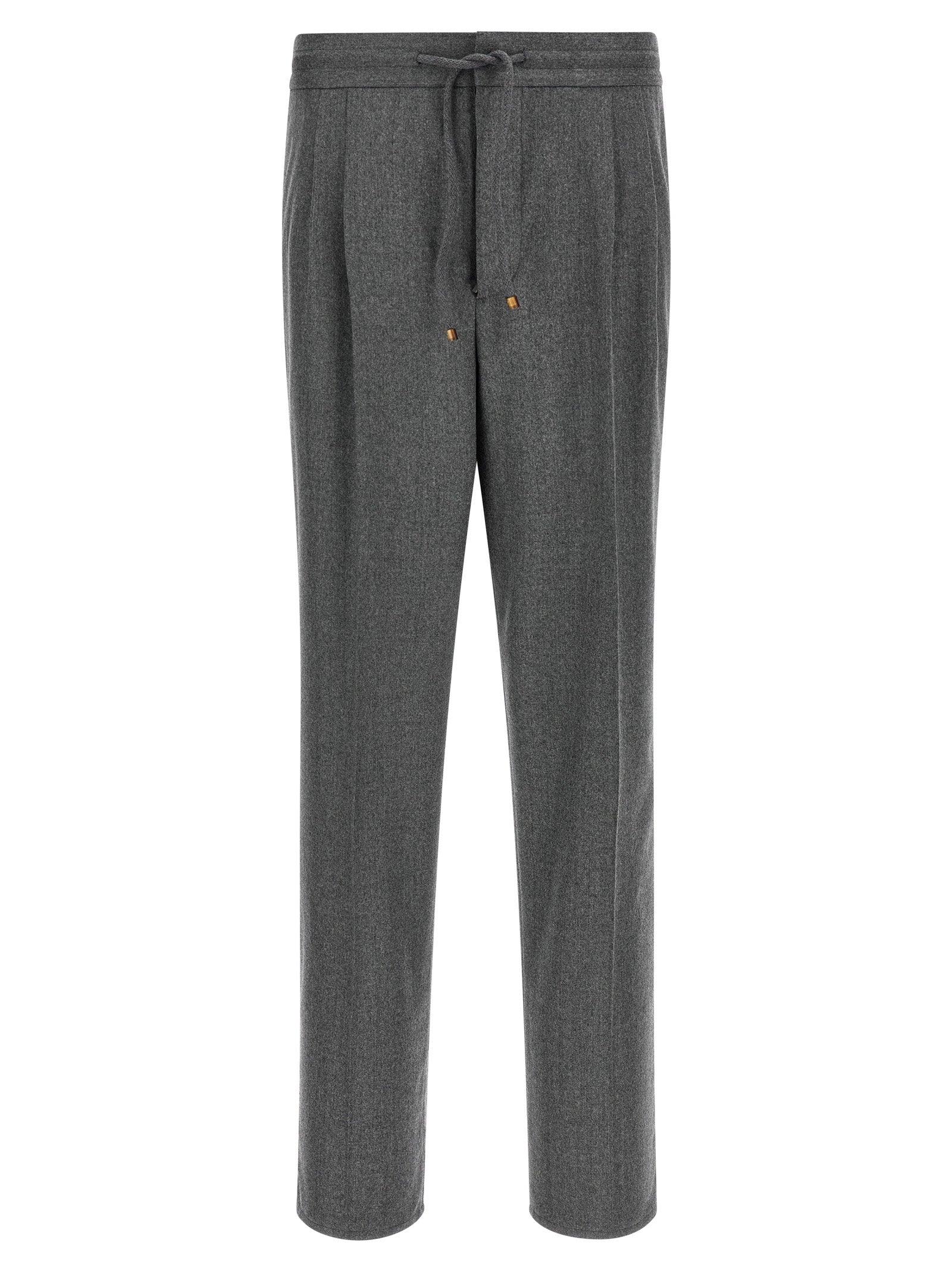 Virgin Wool Flannel Trousers — Gray