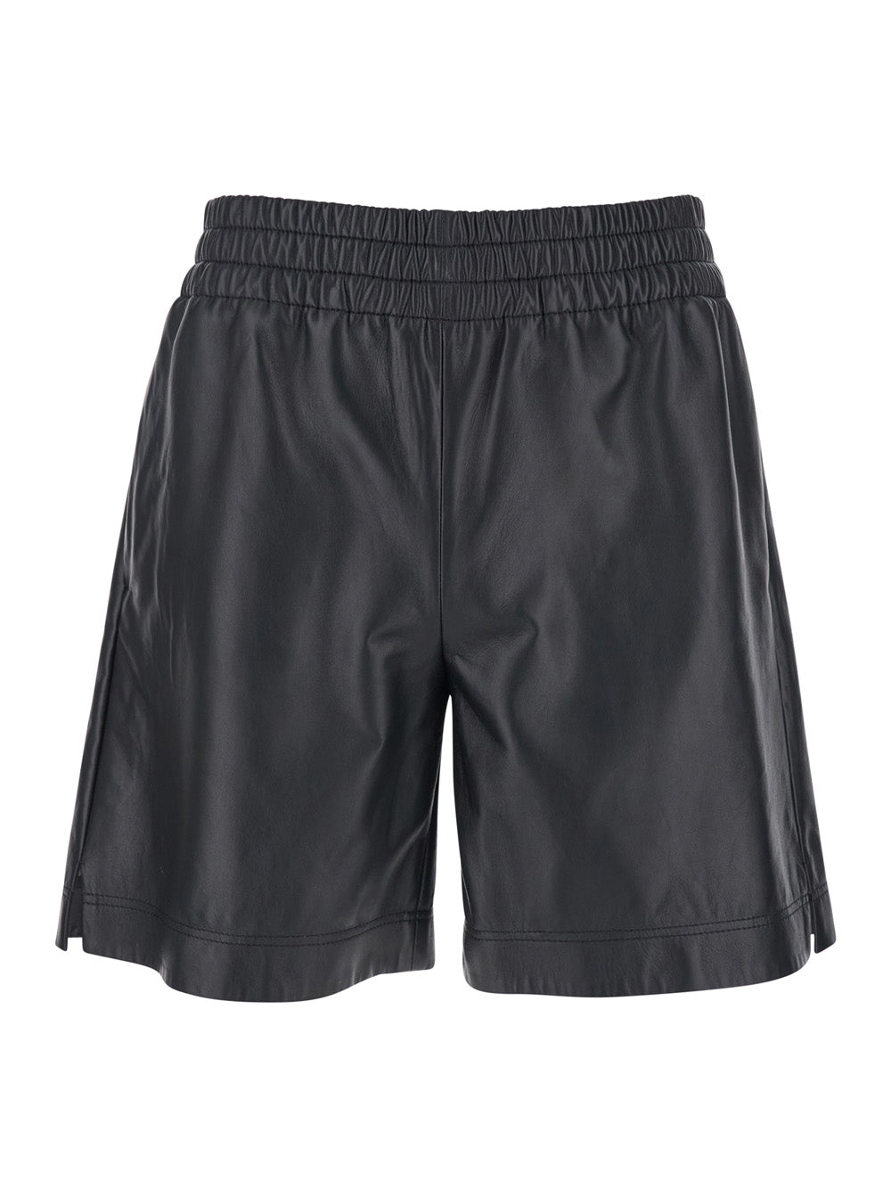 Lamb Leather Bermuda Shorts — Black