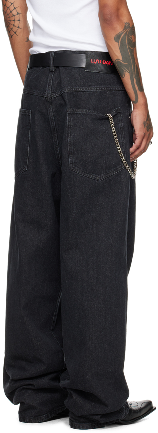 LU'U DAN Black Unisex Pleated Front Jeans