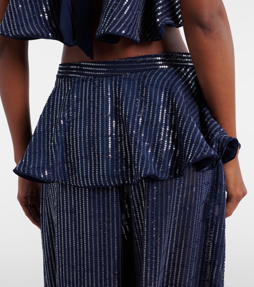 Sequined wide-leg pants