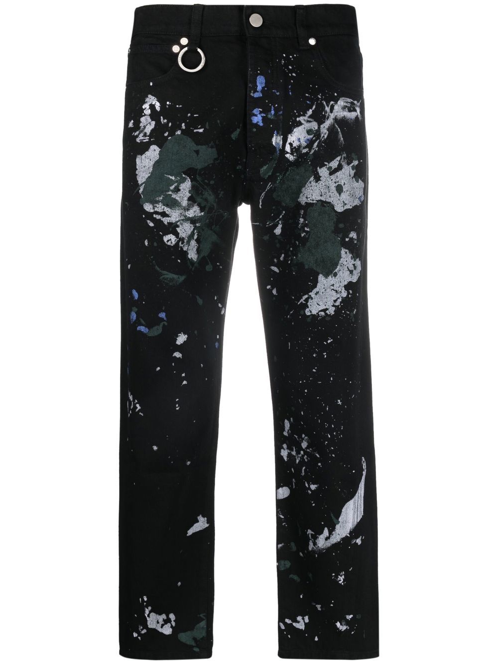 Paint-splattered straight-leg jeans - Black