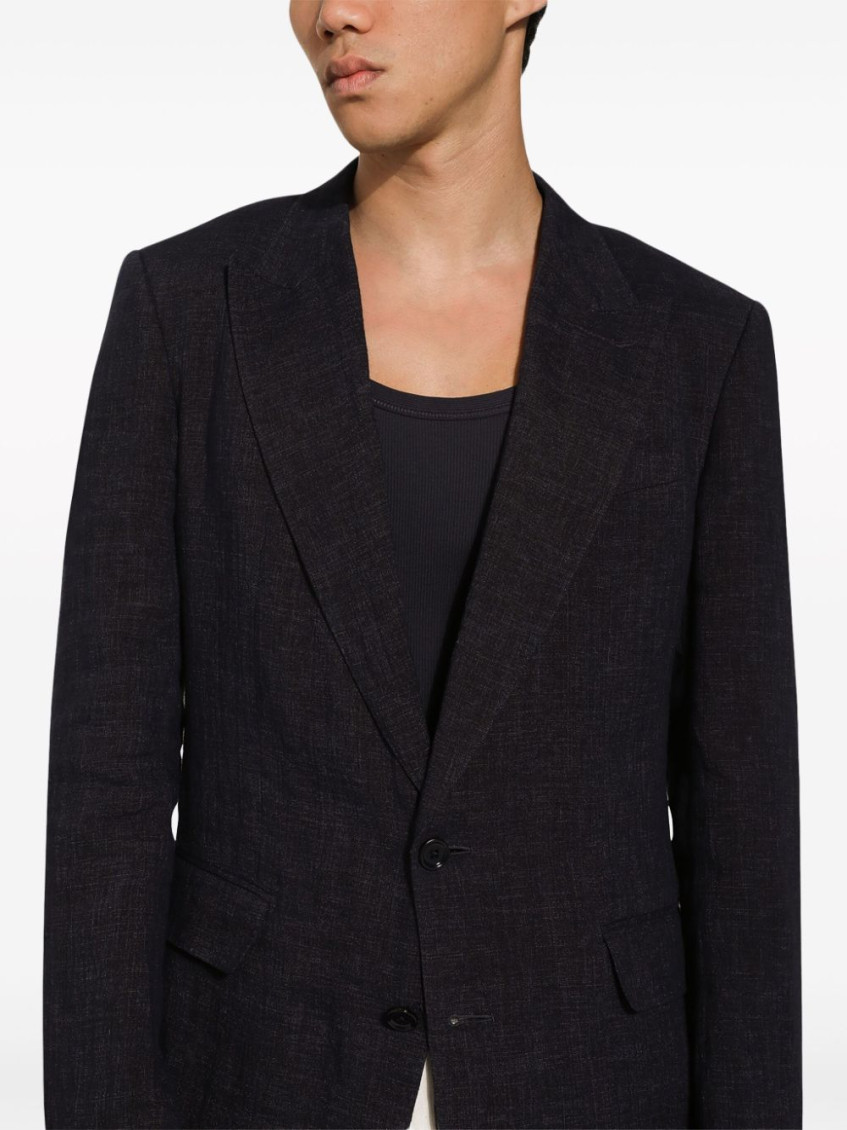 Linen-blend Single-breasted Blazer