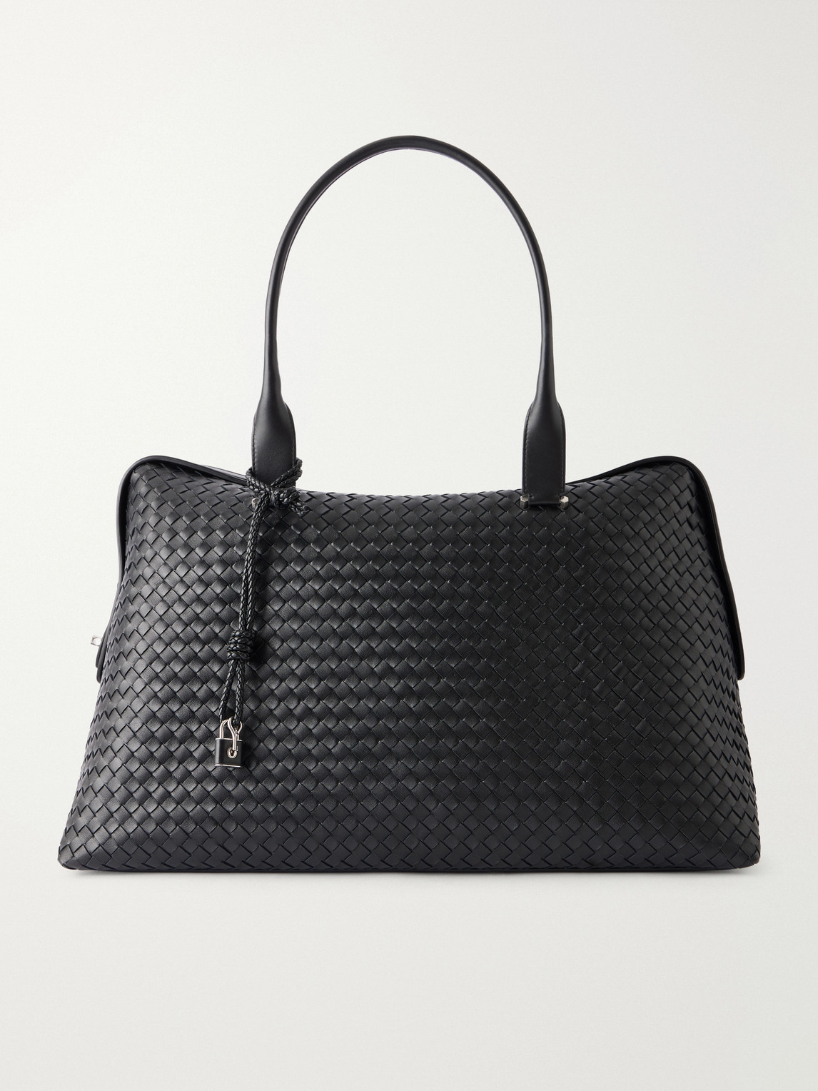 Intrecciato-Trimmed Leather Duffle Bag