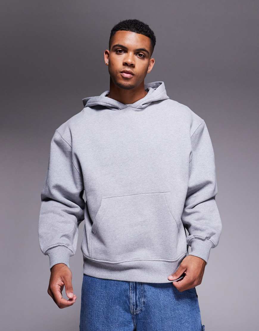 Premium heavyweight oversized hoodie 400gsm in grey marl - GREY