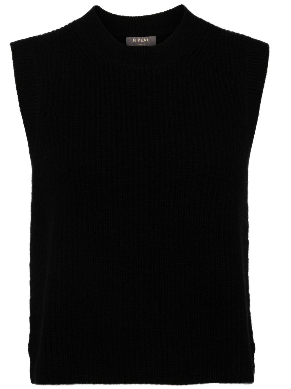 Ribbed round-neck tank top - White