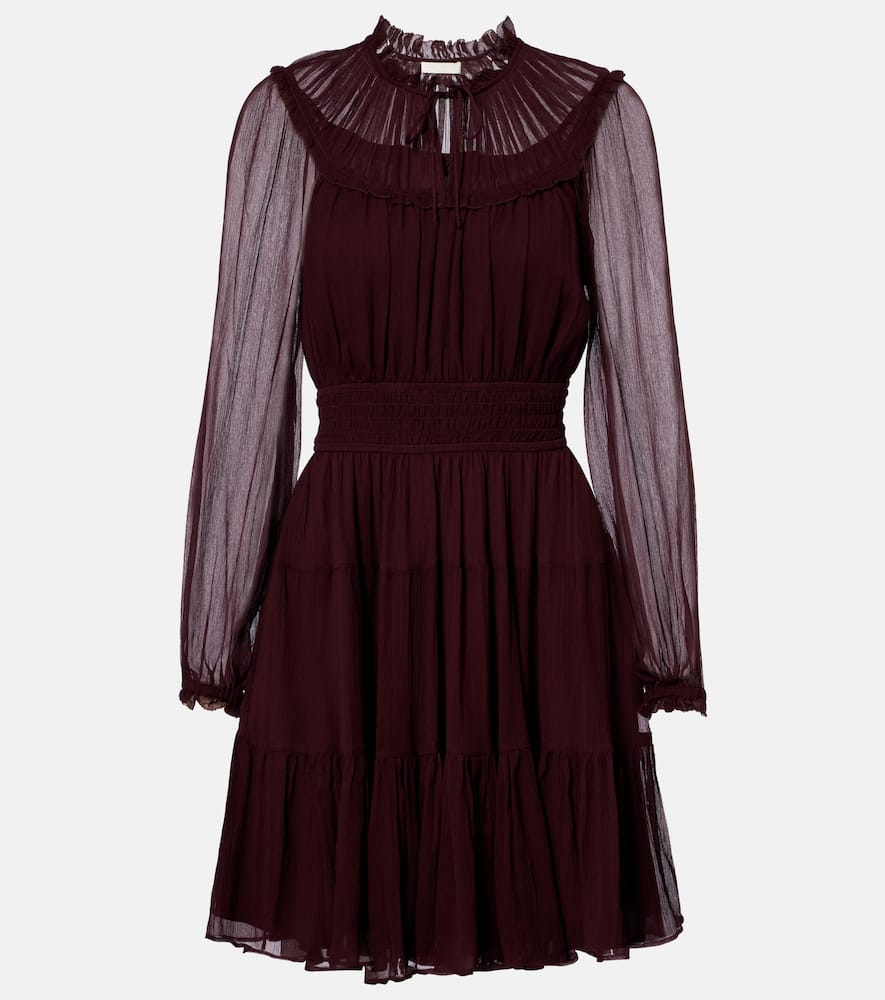 Ava tie-neck silk chiffon minidress