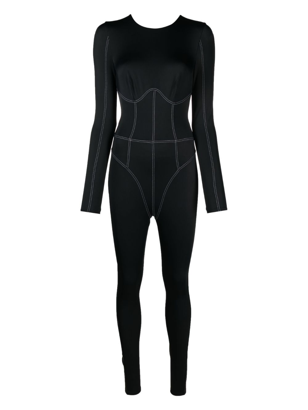 Contrasting-stitch swim suit - Black