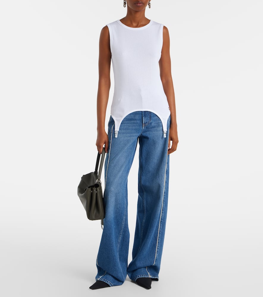 Ribbed-knit cotton jersey tank top