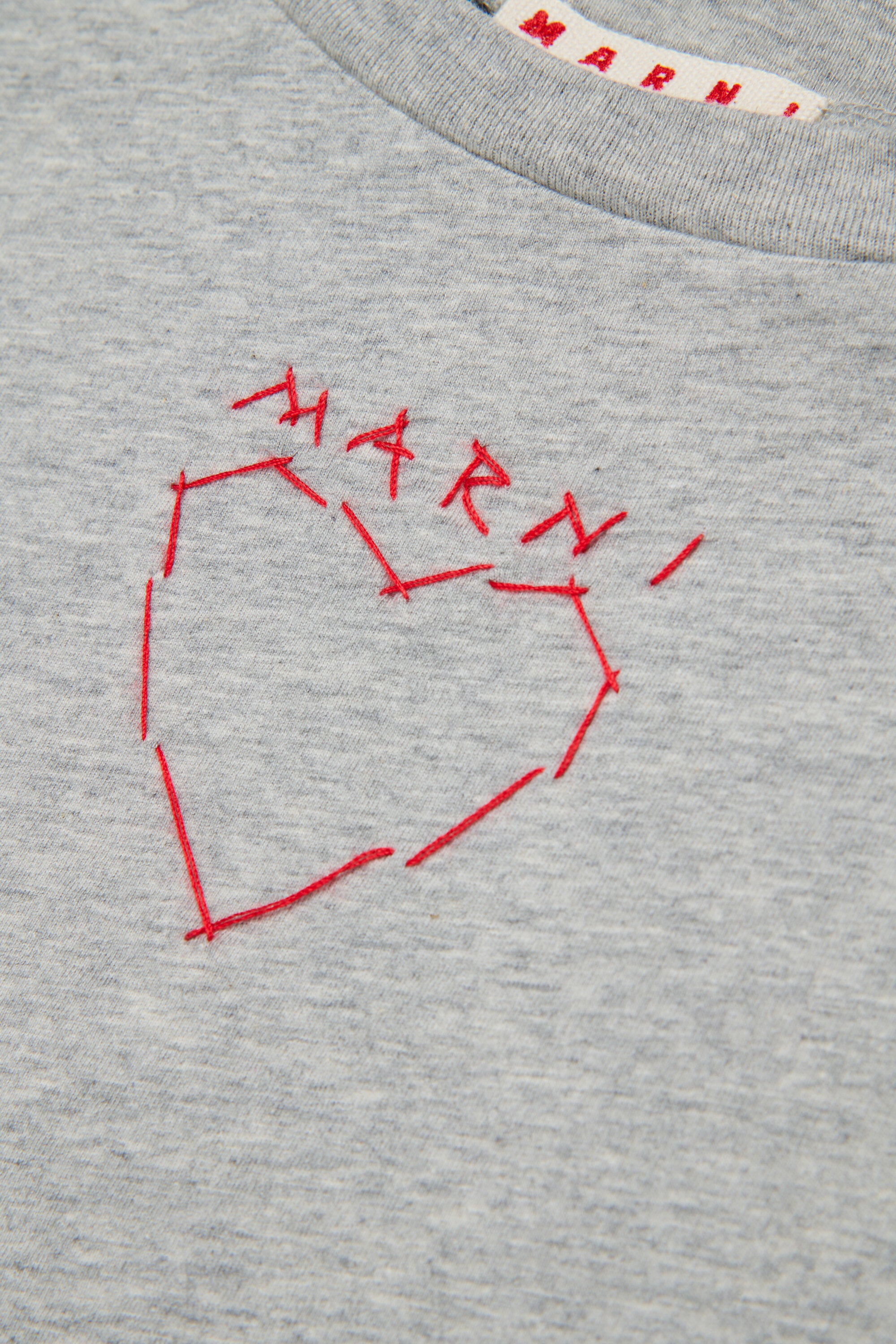 For Kids - T-shirt con ricamo a cuore davanti - Grigio