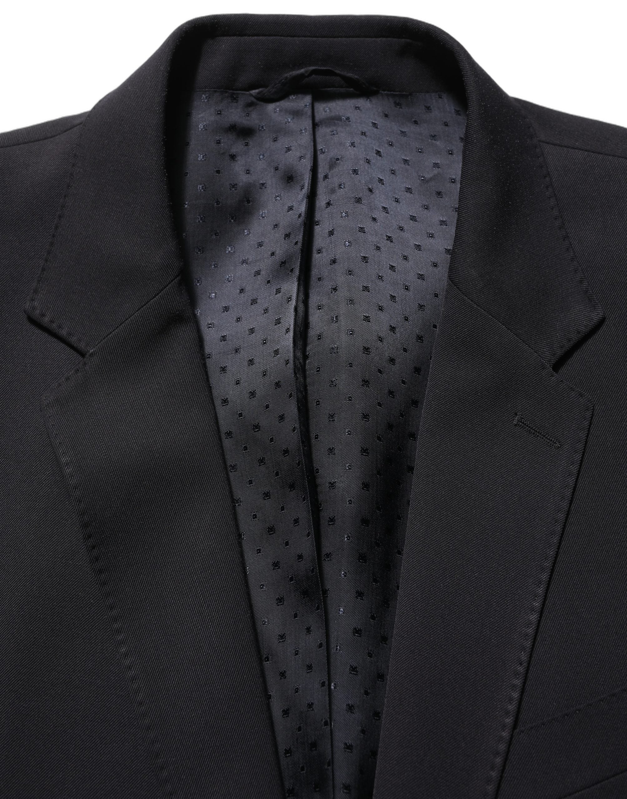 Virgin Wool Slim-Fit Pant Suit — Black
