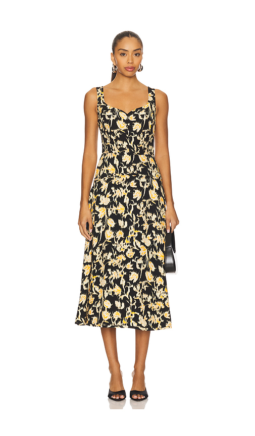 Ulla Johnson Vivi Sweetheart Midi Dress in Tan. 10. Also