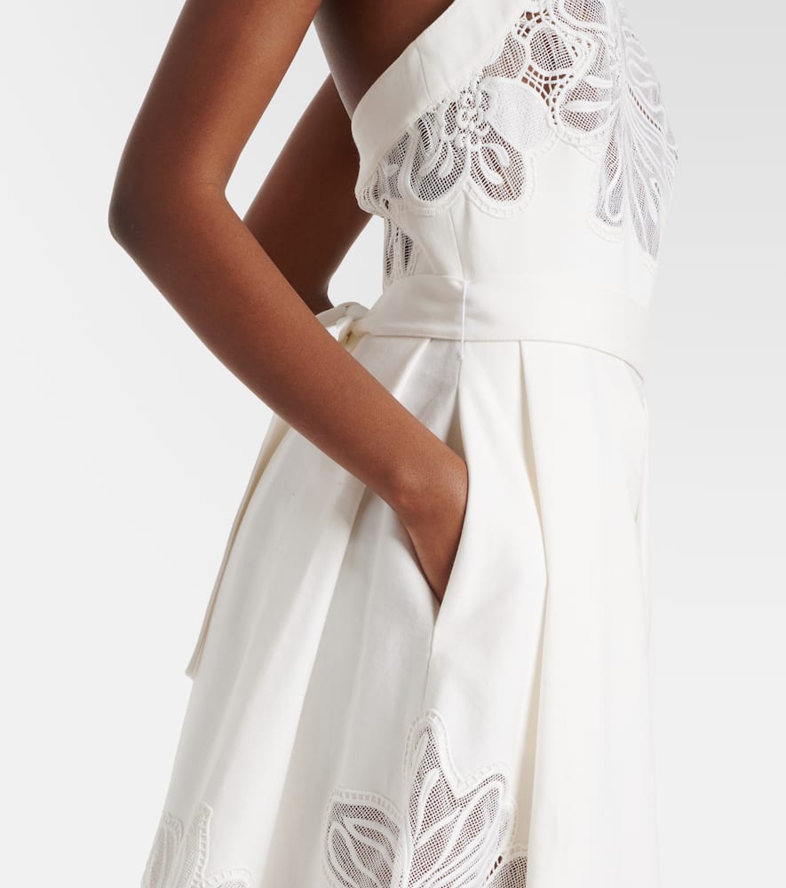 Embroidered halterneck cocktail dress