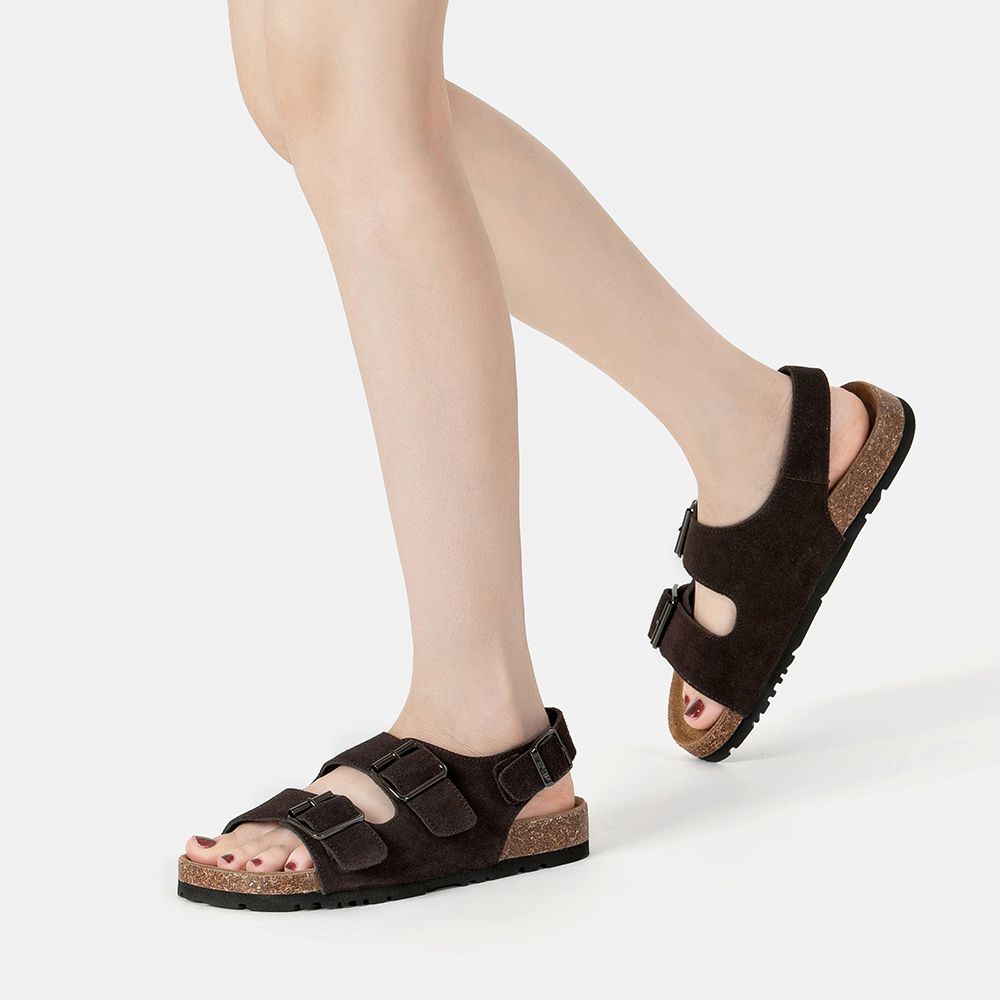 EverAu Australia Women's Flame Leather Sandals in Chocolate