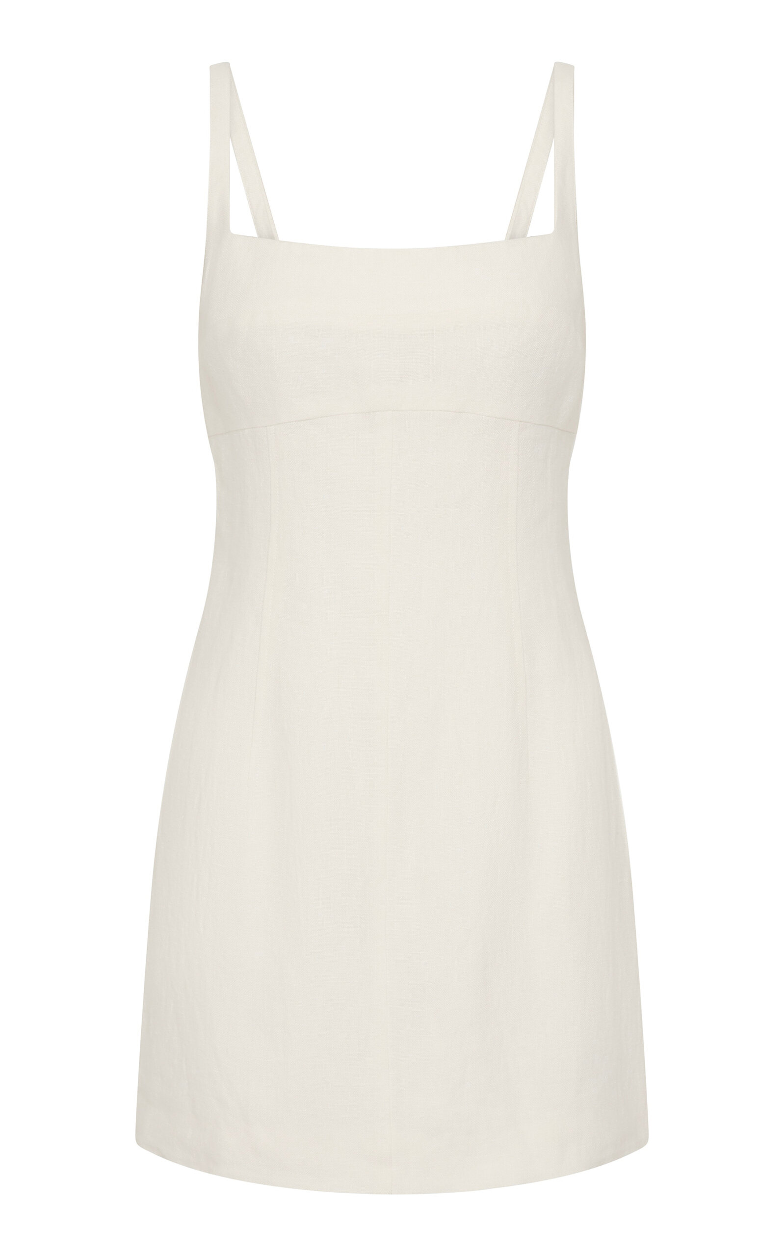 Square-Neck Linen Mini Dress