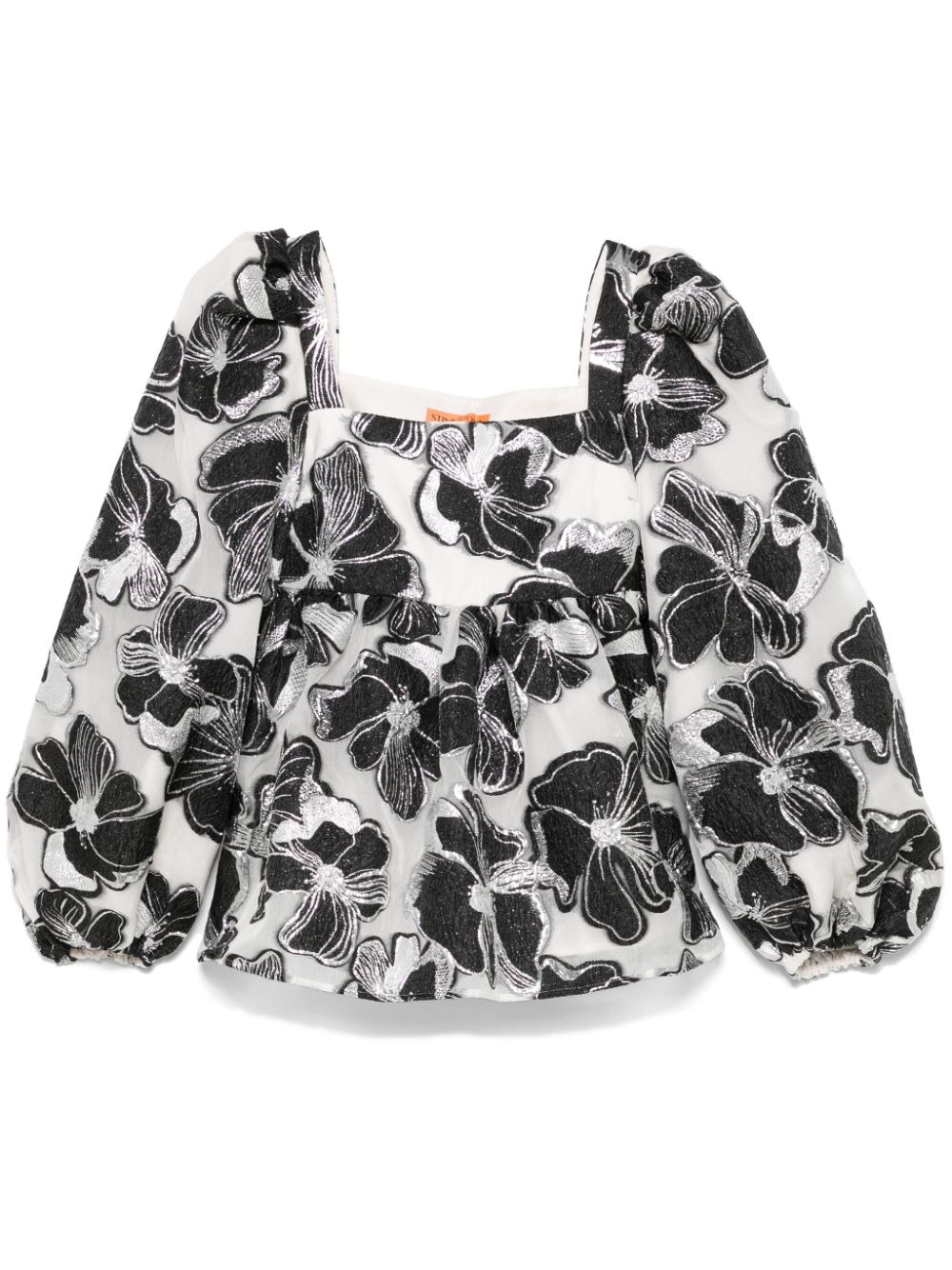Anemone-jacquard square-neck top - White