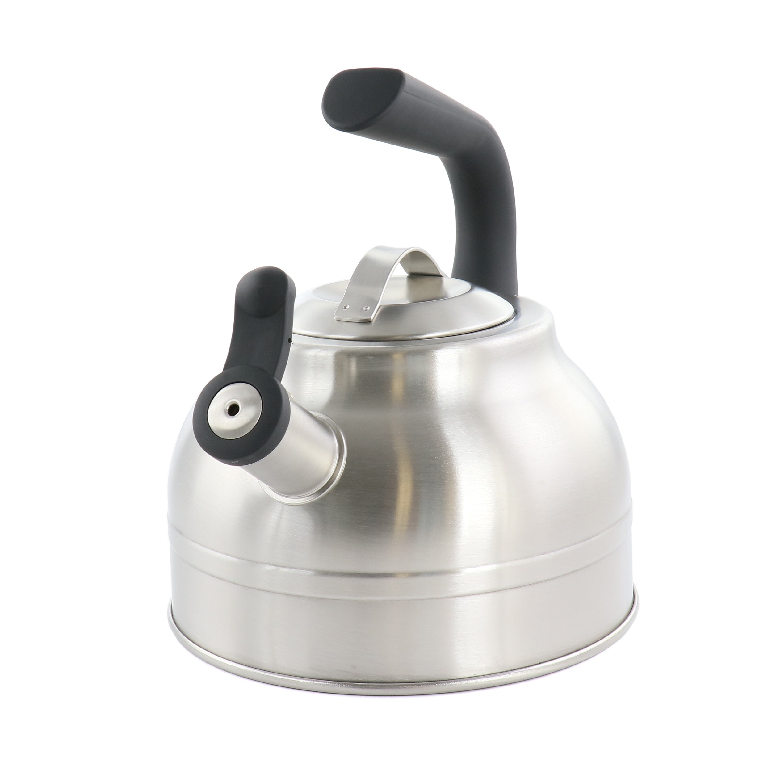2.3 Quart Stainless Steel Whistling Tea Kettle in Silver