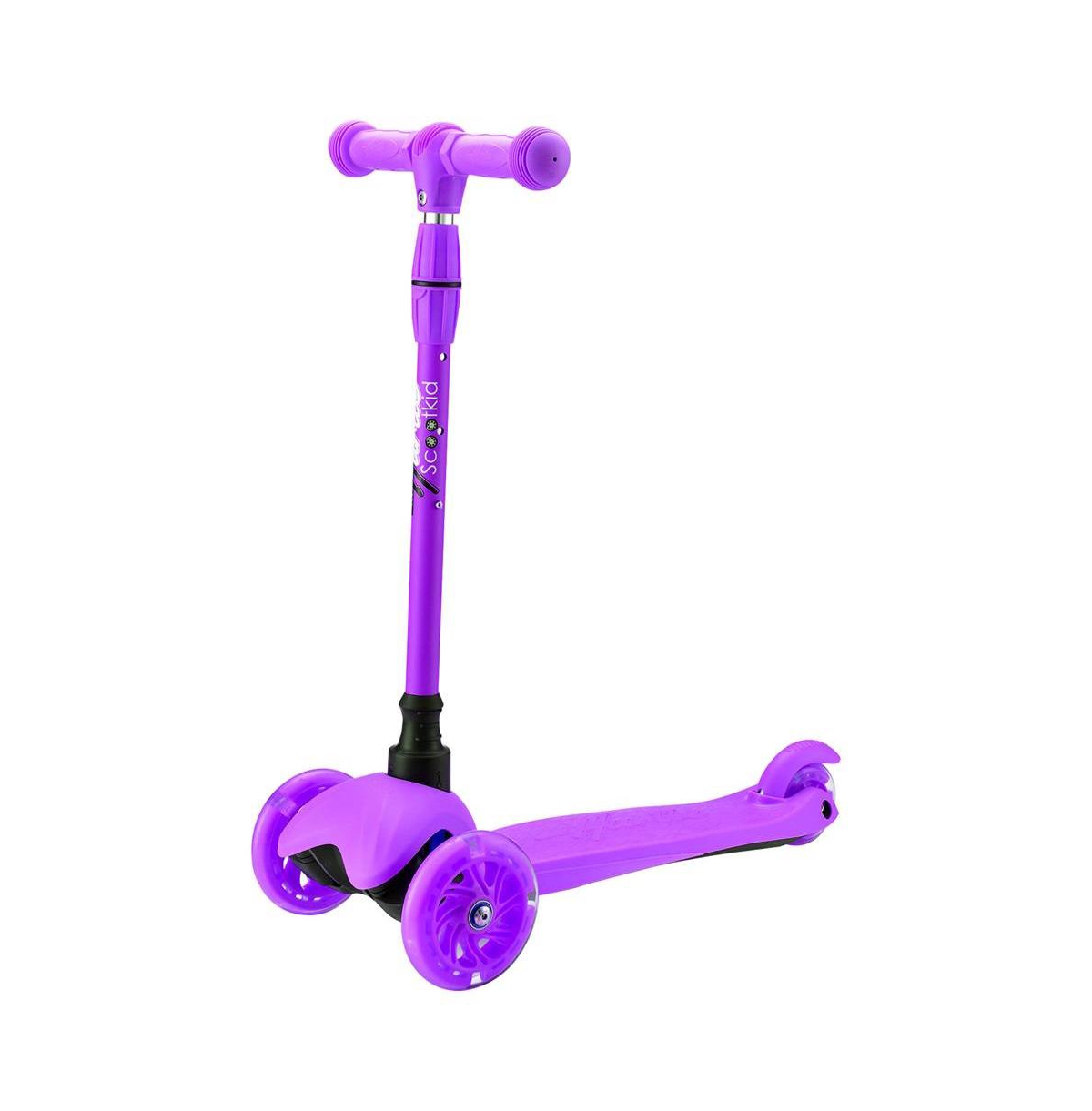 Lightweight and Adjustable Mini Kickboard Scooter with Led Light Wheel for Kids (Purple) - Purple