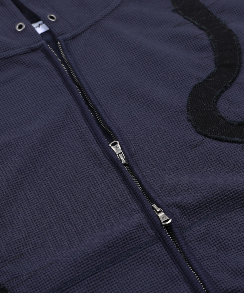XTT151 Flow Applique Waffle Hoodie Zip-Up