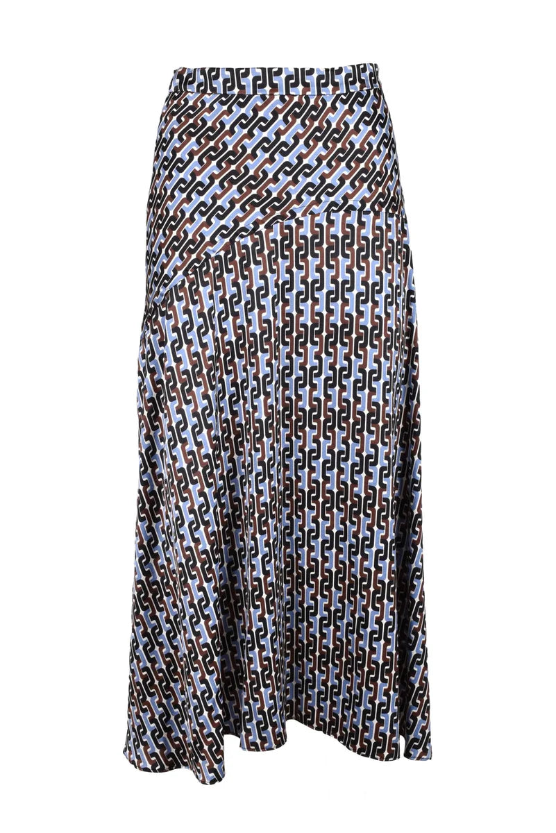 Black Chain Viscose Long Midi Skirt