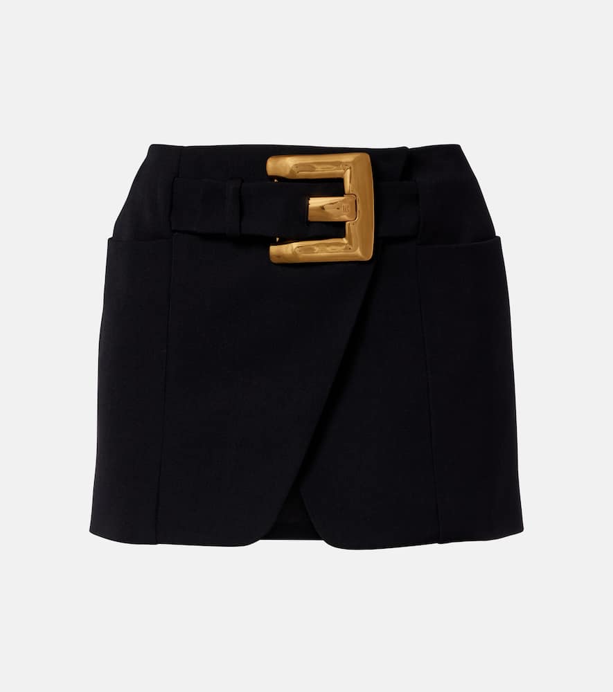 Virgin wool grain de poudre miniskirt