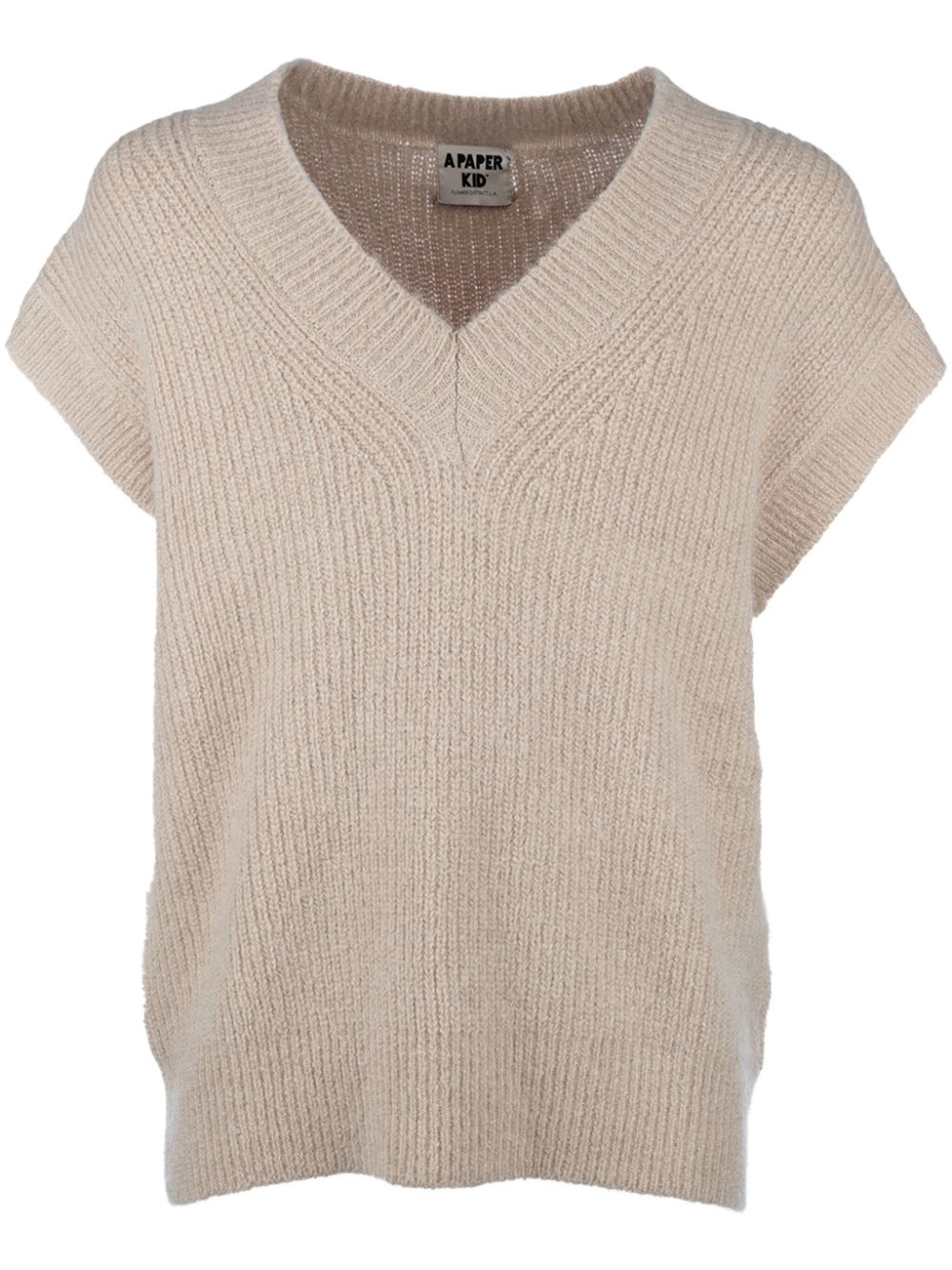 A Paper Kid リブニット トップ - ニュートラル