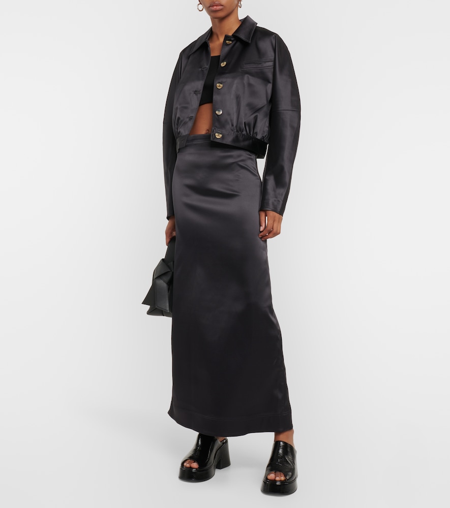 Ganni Satin maxi skirt