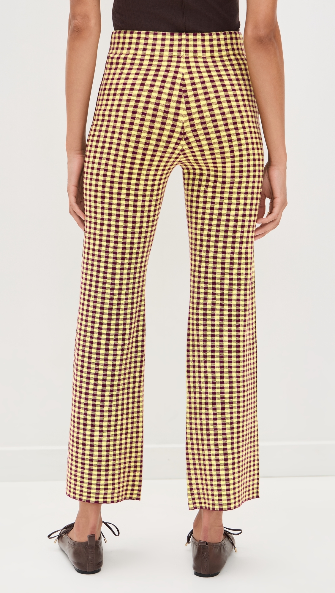 Gingham Flare Pants Burgundy/Citrine