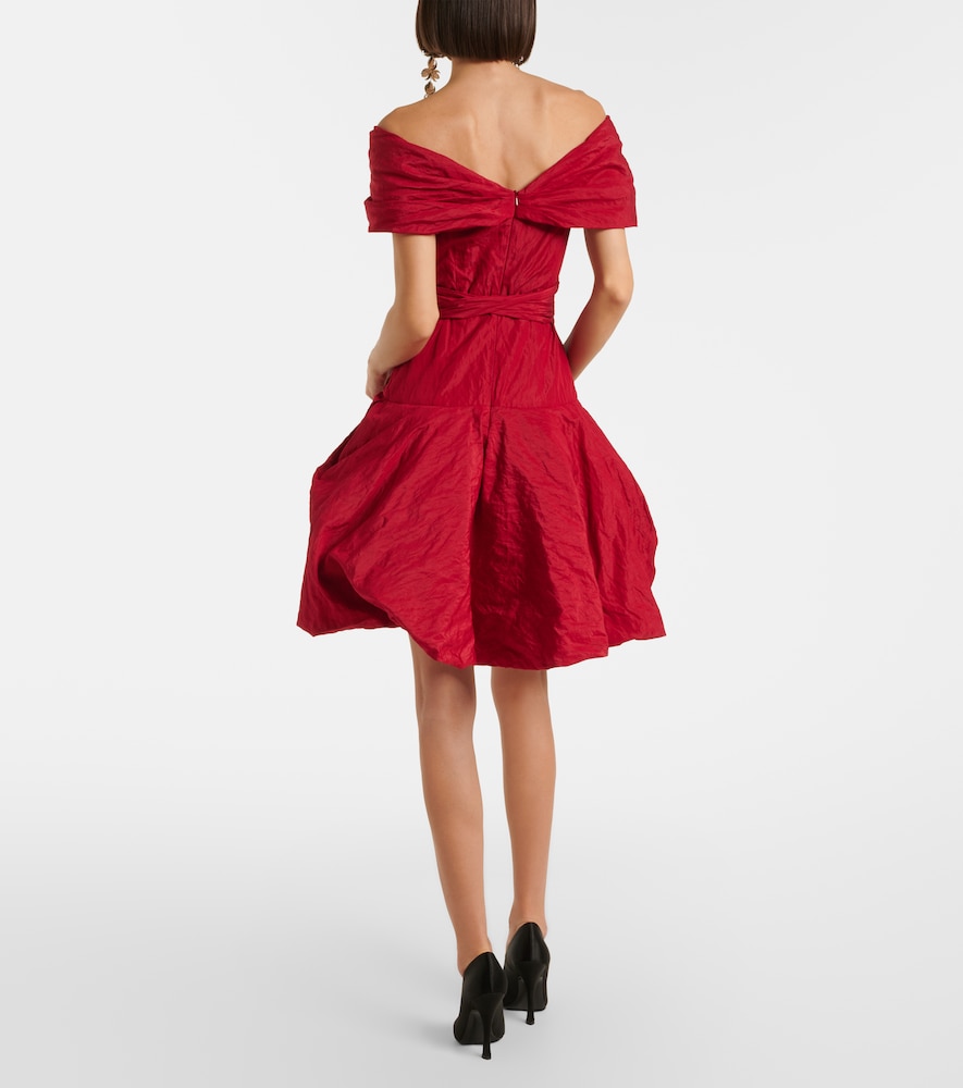 Off-shoulder cotton-blend taffeta minidress