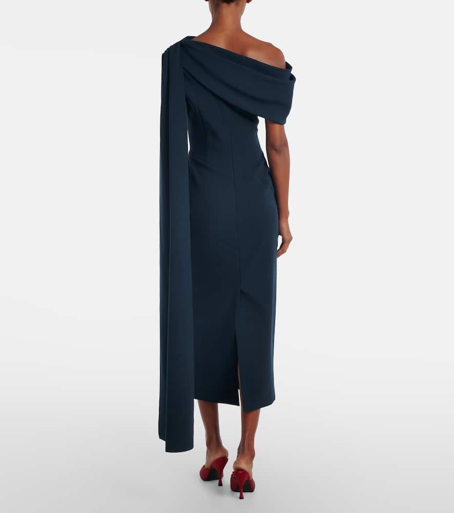 Maite caped off-shoulder midi dress