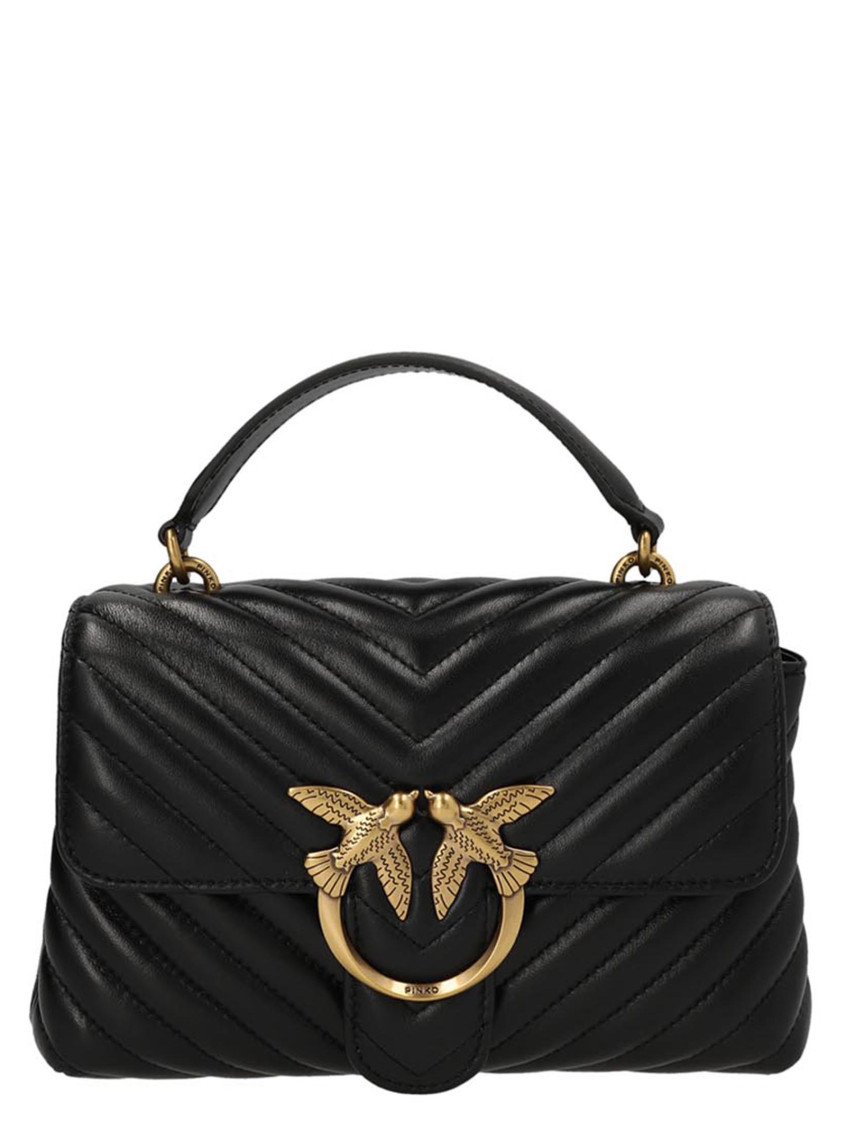 Love quilted top-handle bag - Black