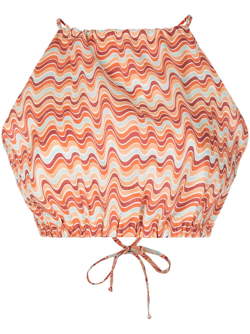 Ottica Vadella-print linen top - Orange