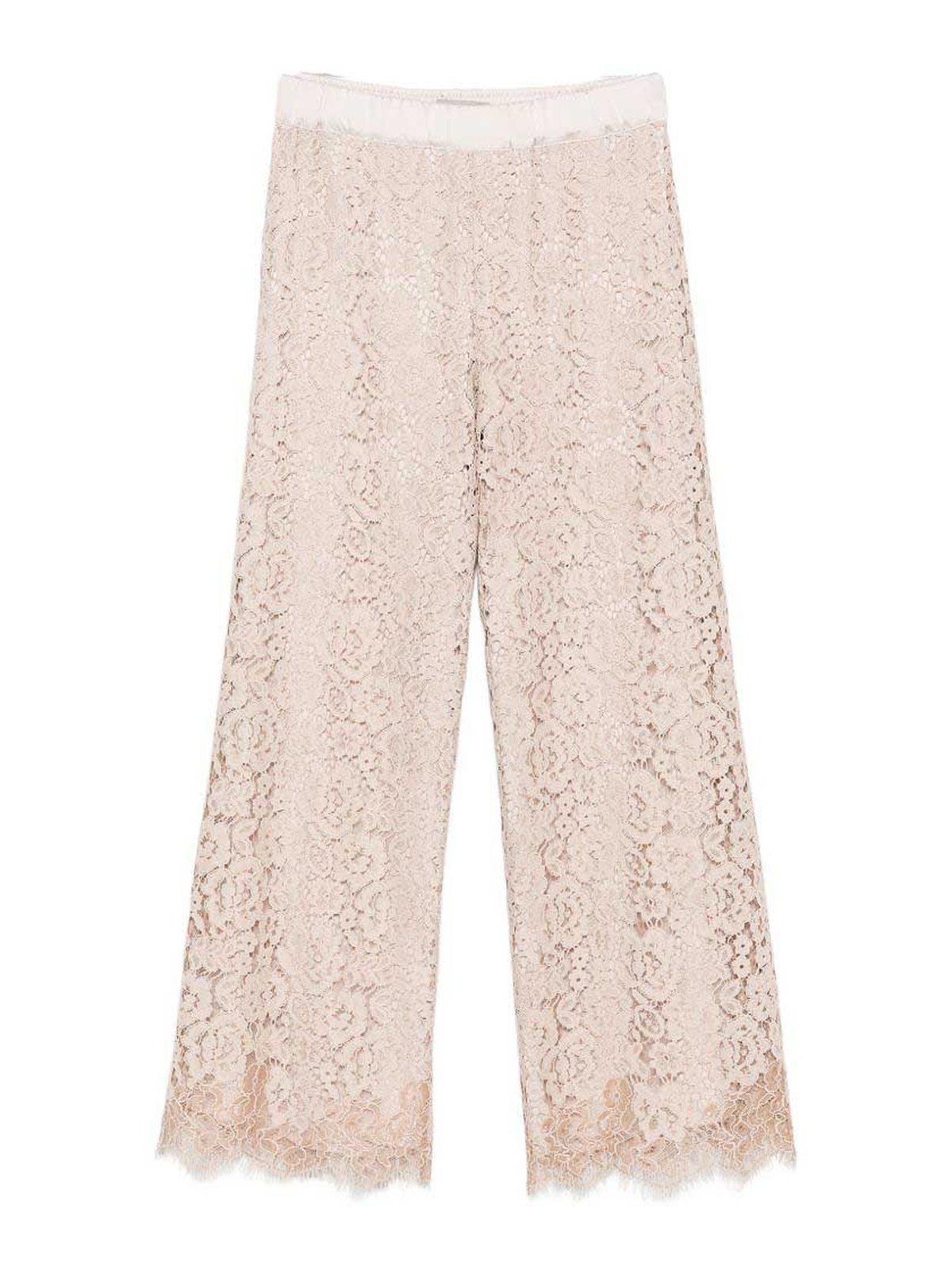 Blush pink lace palazzo pants
