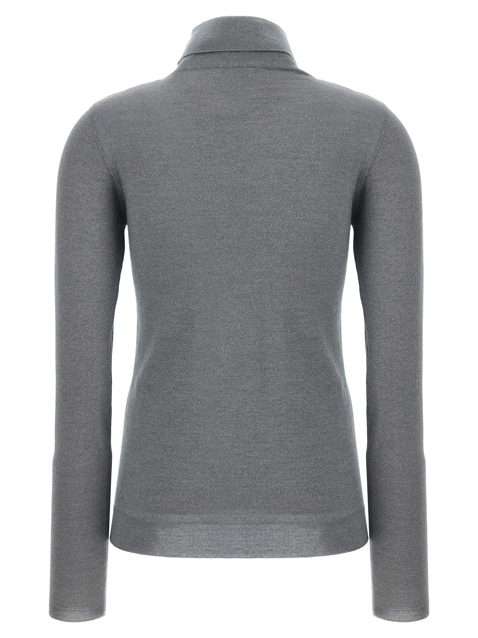-Lurex Turtleneck Maglioni Grigio-Donna