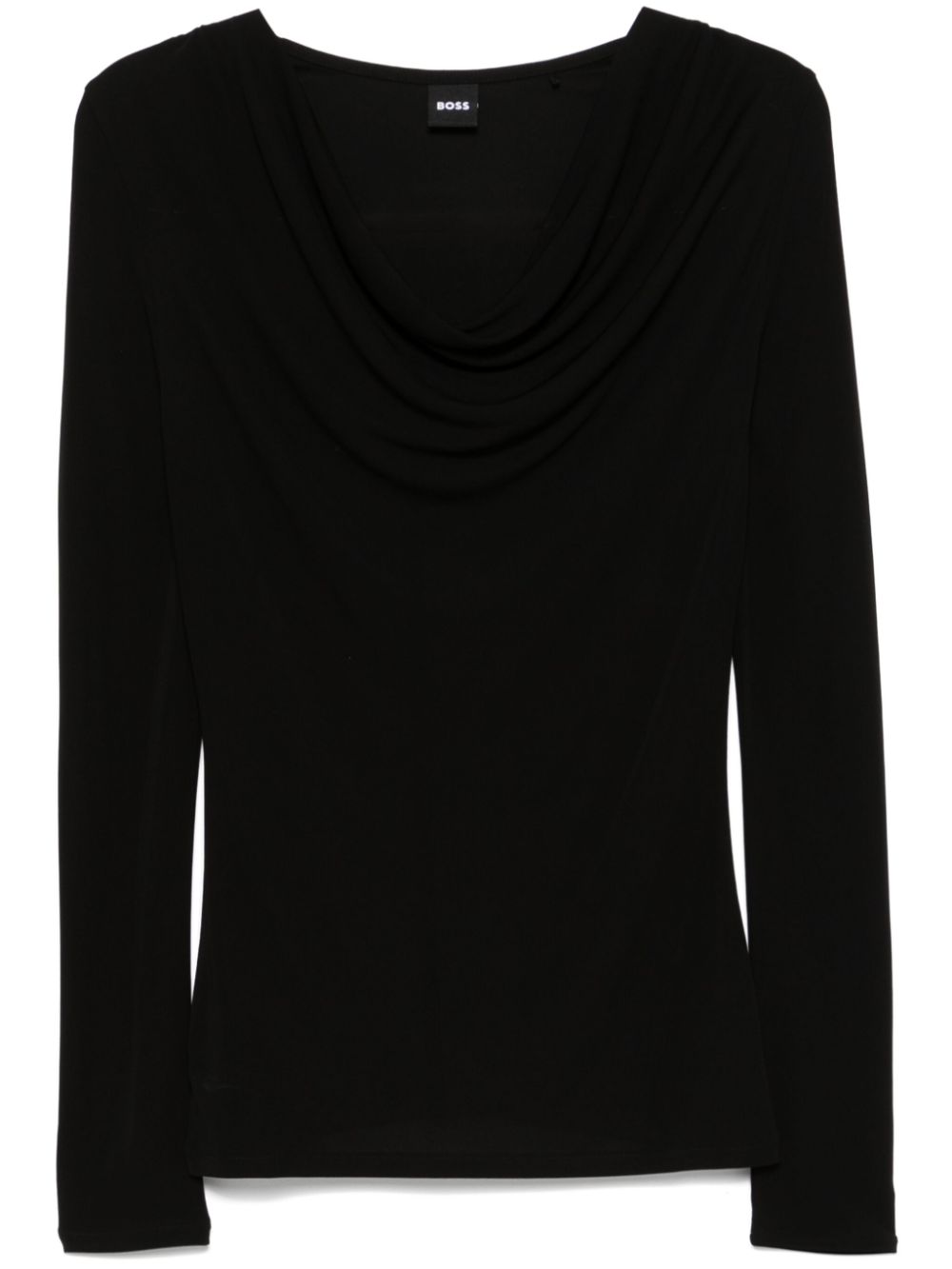 Cowl-neck crepe top - Black