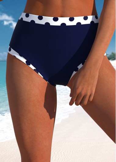 Modlily High Waisted Polka Dot Navy Bikini Botto