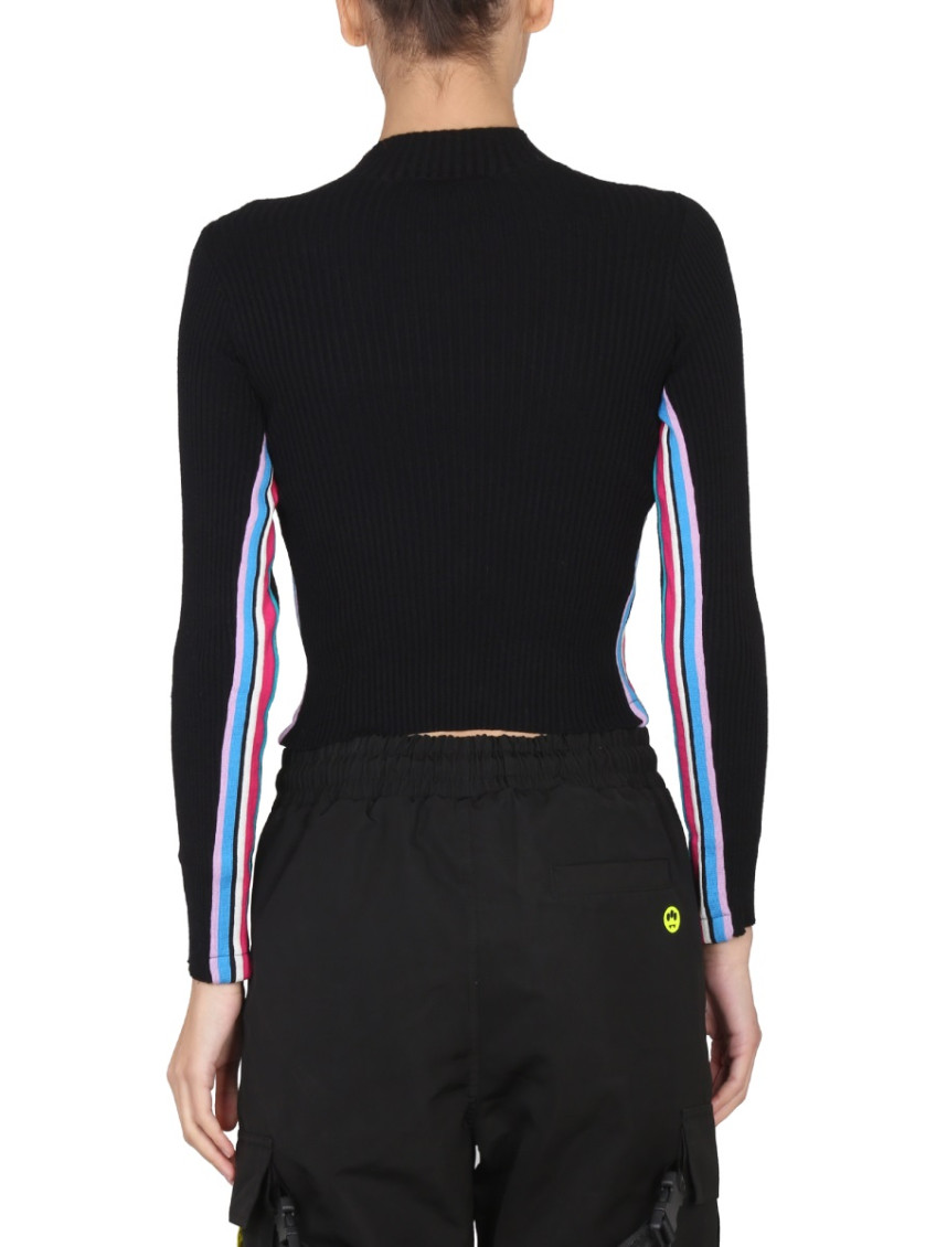 Multicolor Stripes Mock Collar Top