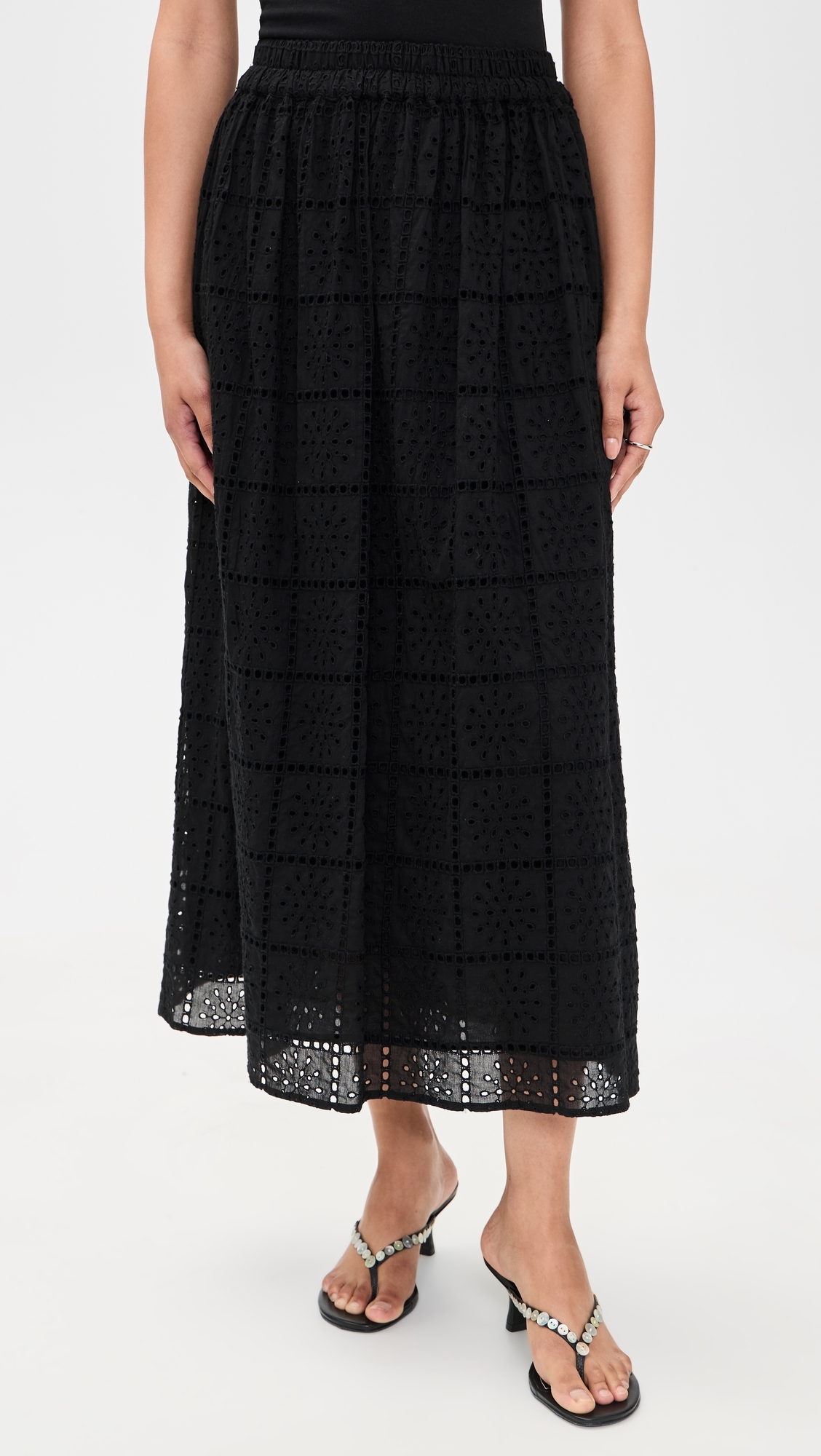Dax Skirt Black Grid Embroidery
