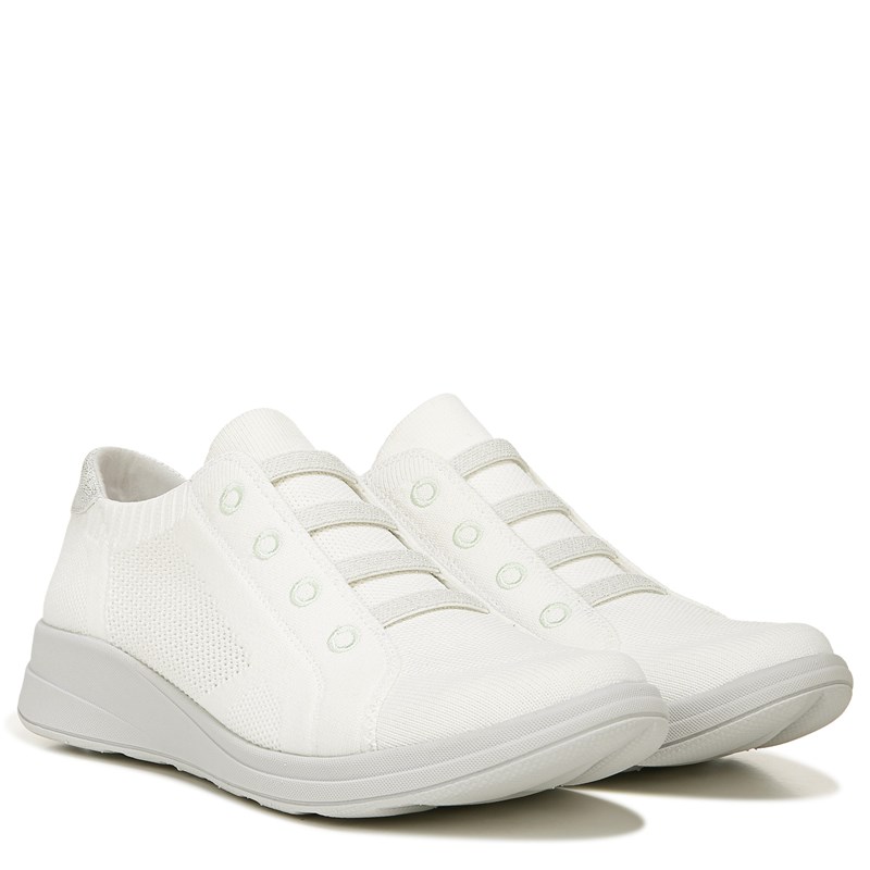 Women's Golden Knit Slip On Sneakers (Brilliant White)