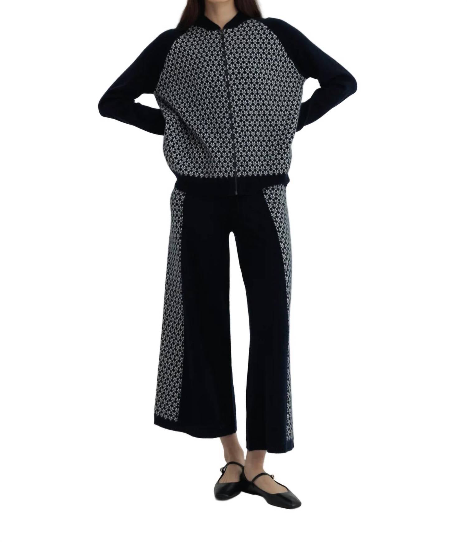 Blake Wide Leg Pants In Navy / Cream